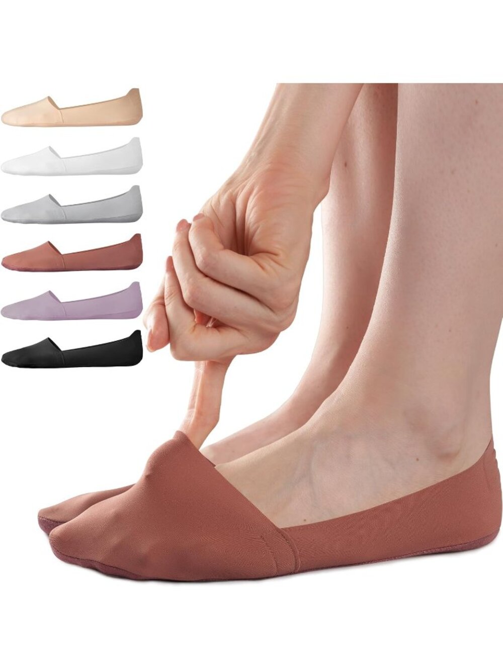 🧦Women's Brown Nude No Show Socks 6 Pairs Non Slip Low Cut Invisible Liner